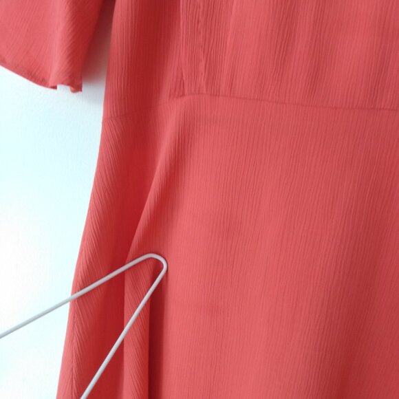 Amish Mennonite Cape Dress 34"B 27.5"W Handmade Modest STAINS Pink Coral Crinkle - Picture 10 of 16